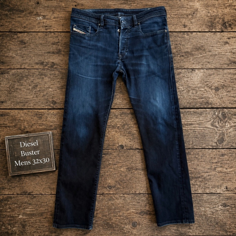 Diesel Buster Tapered Jeans Mens 32x30 Dark Wash Stretch Denim Button Fly